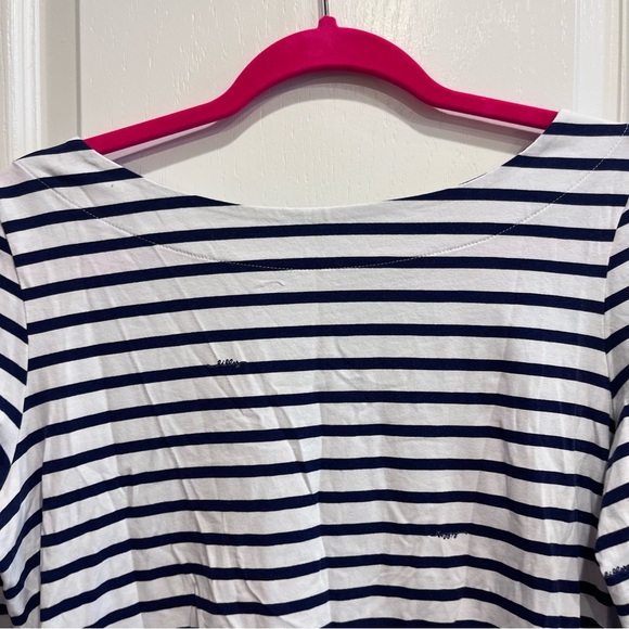 Lilly Pulitzer Waverly Top Bright Navy Blue Serene Stripe Medium Shirt - Picture 3 of 9